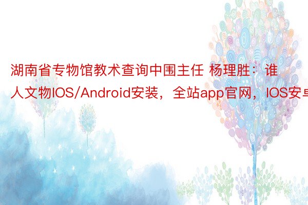 湖南省专物馆教术查询中围主任 杨理胜：谁人文物IOS/Android安装，全站app官网，IOS安卓
