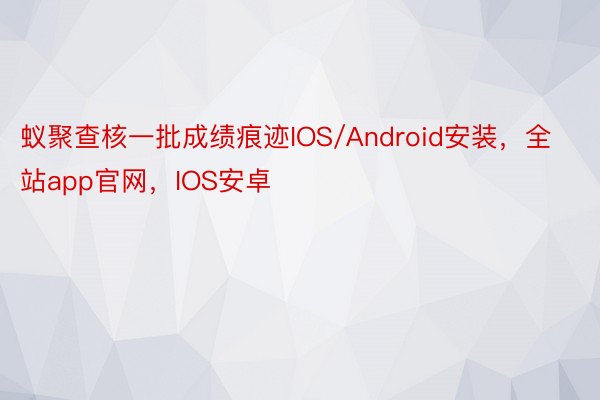 蚁聚查核一批成绩痕迹IOS/Android安装，全站app官网，IOS安卓