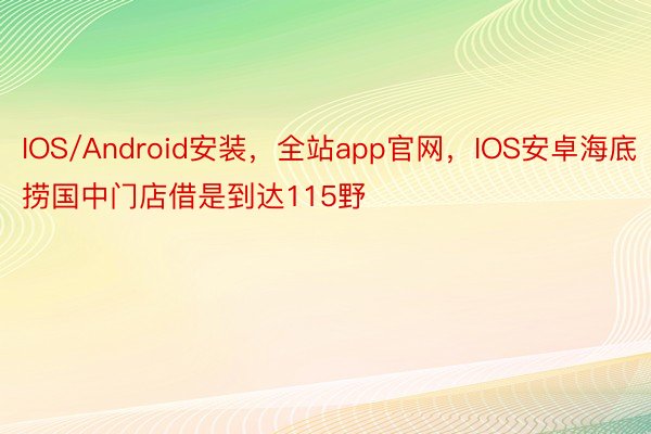 IOS/Android安装，全站app官网，IOS安卓海底捞国中门店借是到达115野