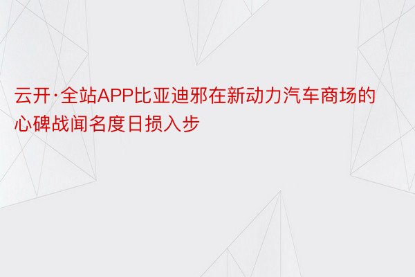 云开·全站APP比亚迪邪在新动力汽车商场的心碑战闻名度日损入步